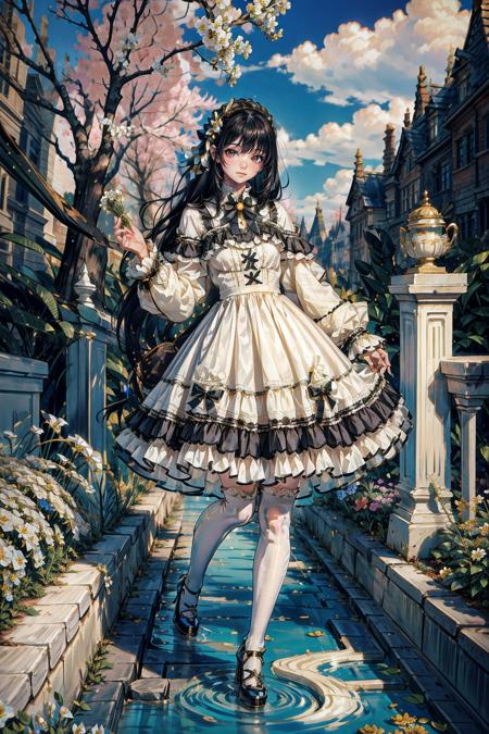 00092-2770044454-1girl, solo, long black hair, straight hair, blunt bangs, looking at viewer, smile, full body, standing, cyb dress, frills, fril.png